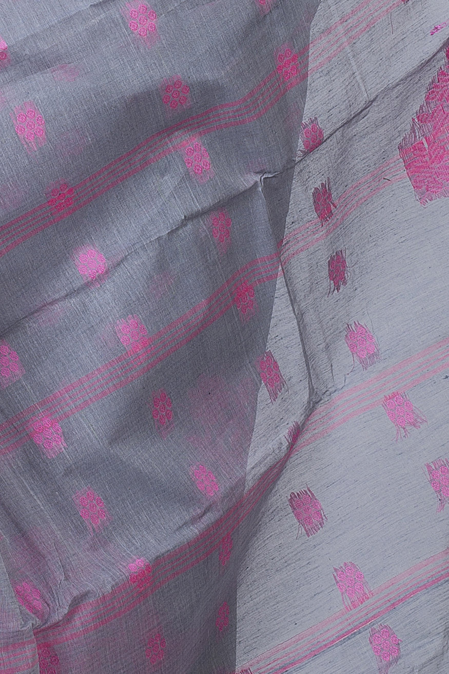 Grey Pure Cotton Botgach Tant Saree (537)